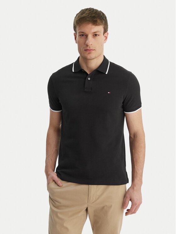 Tommy Hilfiger Тениска с яка и копчета Pique MW0MW42749 Regular Fit