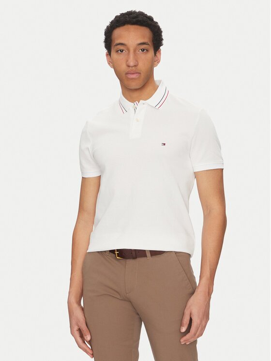Tommy Hilfiger Тениска с яка и копчета Placket Interest MW0MW38459 Regular Fit