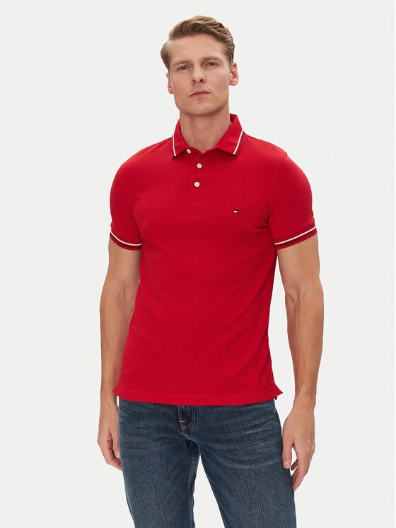 Tommy Hilfiger Тениска с яка и копчета Seasonal MW0MW39993 Slim Fit