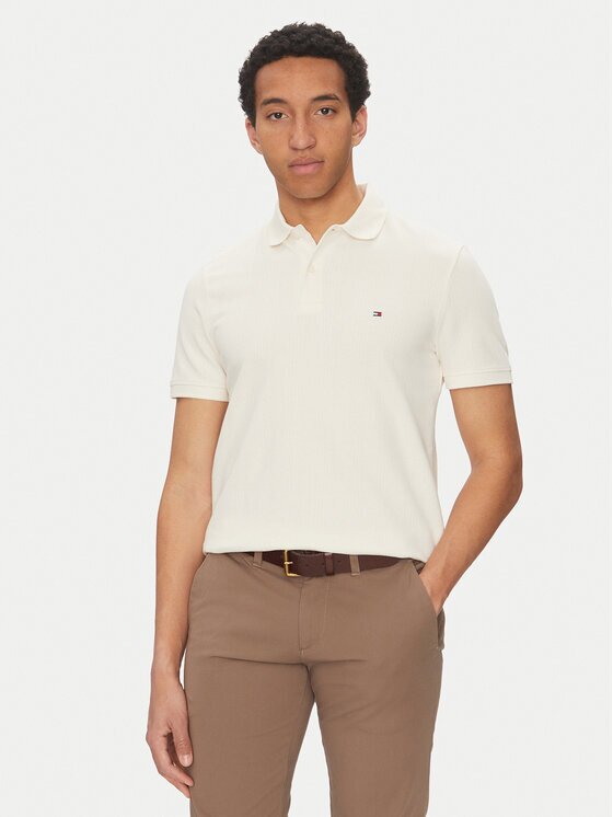 Tommy Hilfiger Тениска с яка и копчета Vertical MW0MW38951 Regular Fit