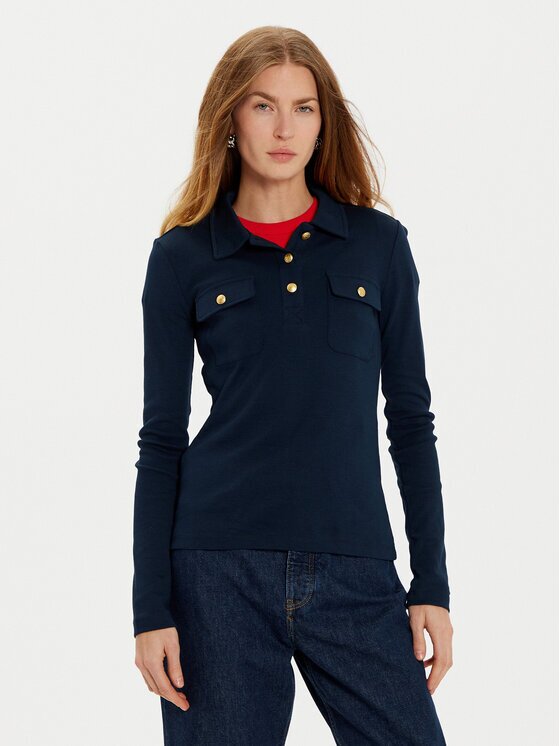 Tommy Hilfiger Тениска с яка и копчета WW0WW45308 Slim Fit