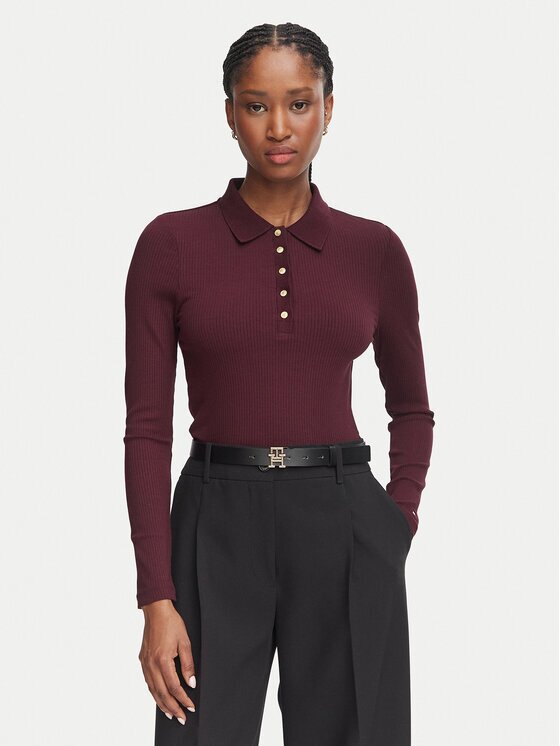 Tommy Hilfiger Тениска с яка и копчета WW0WW51731 Slim Fit
