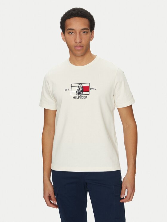 Tommy Hilfiger Тишърт Sailing MW0MW38628 Екрю Regular Fit