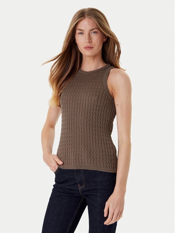 Tommy Hilfiger топ WW0WW45706 Екрю Slim Fit