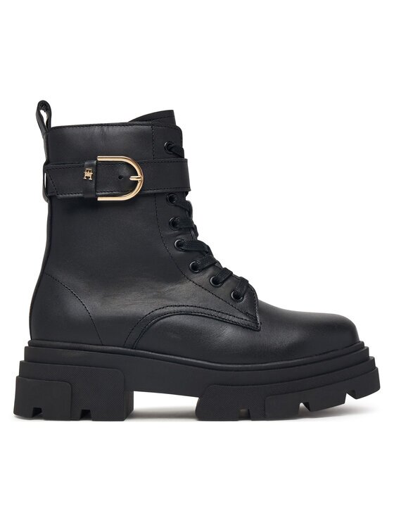 Tommy Hilfiger Туристически oбувки Leather Th Buckled Lace-Up Boot FW0FW09550