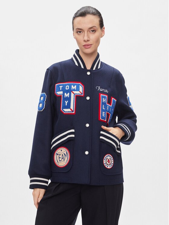 Tommy Hilfiger Яке бомбър Collegiate Wool Blend Varsity WW0WW40479 Regular Fit