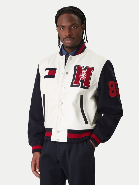 Tommy Hilfiger Яке бомбър Varsity MW0MW41866 Екрю Regular Fit