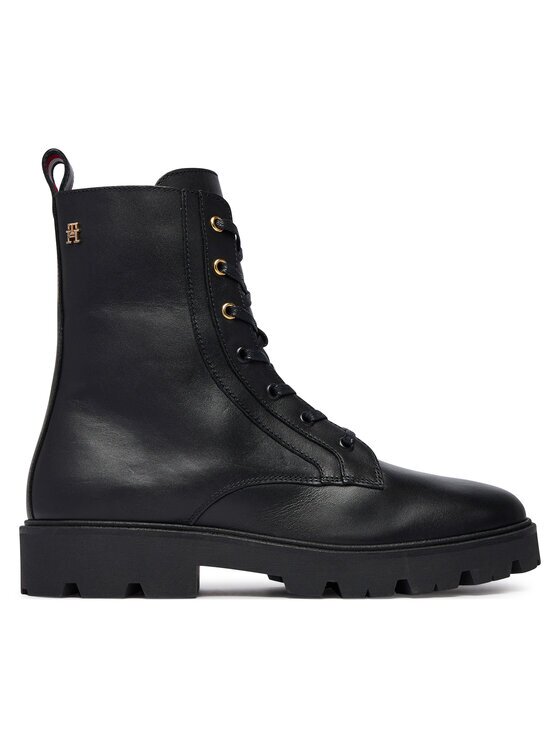 Tommy Hilfiger Зимни обувки TH Stud Leather Lace-Up Boot FW0FW09571