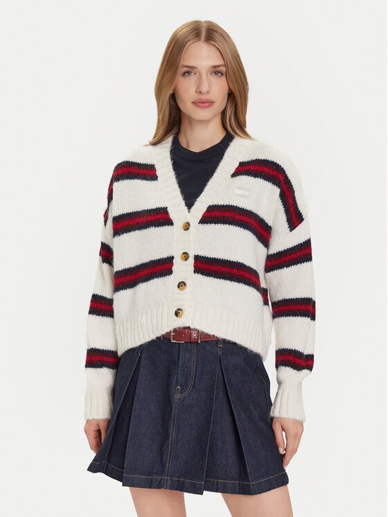 Tommy Jeans Кардиган Badge DW0DW21678 Екрю Relaxed Fit