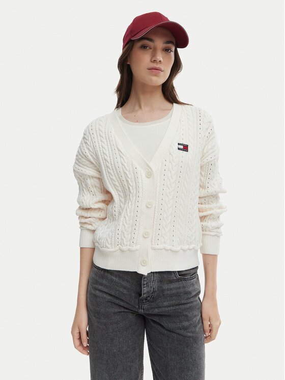 Tommy Jeans Кардиган DW0DW23024 Екрю Regular Fit