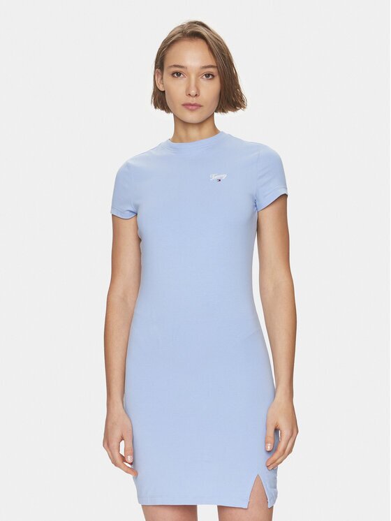 Tommy Jeans Лятна рокля Script DW0DW17926 Светлосиньо Regular Fit