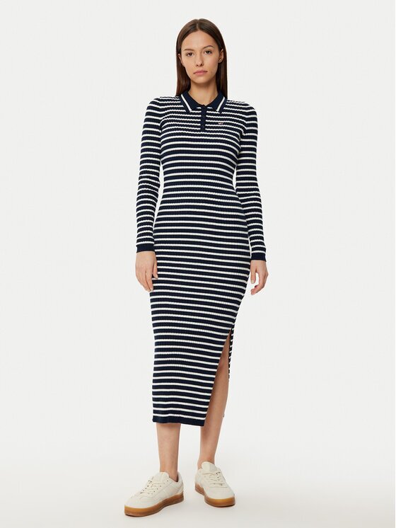 Tommy Jeans Плетена рокля DW0DW19476 Slim Fit