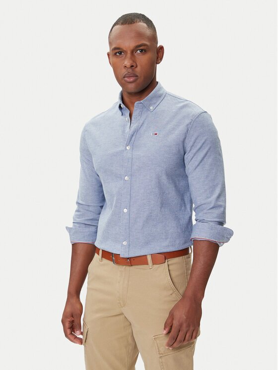 Tommy Jeans Риза Stretch Oxford DM0DM09594 Светлосиньо Slim Fit