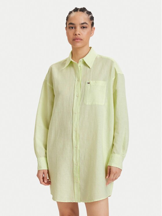 Tommy Jeans Рокля тип риза DW0DW22344 Светлосиньо Relaxed Fit