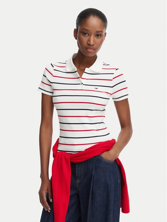 Tommy Jeans Тениска с яка и копчета DW0DW22327 Slim Fit