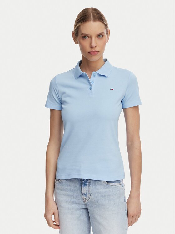 Tommy Jeans Тениска с яка и копчета Essential DW0DW20160 Slim Fit