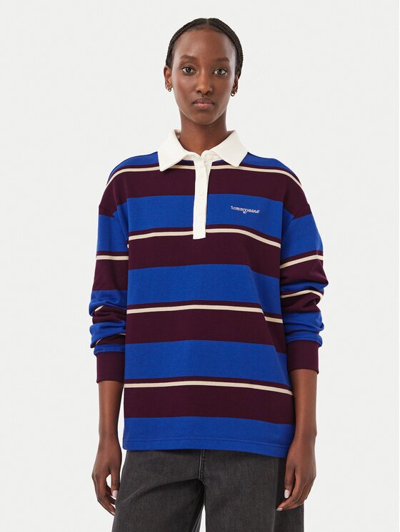 Tommy Jeans Тениска с яка и копчета Script Rugby DW0DW23303 Relaxed Fit