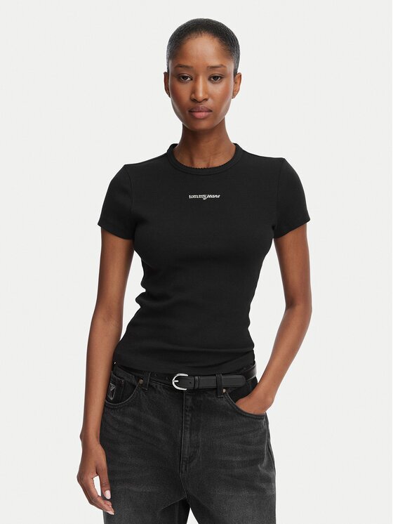 Tommy Jeans Тишърт Script Rib DW0DW22809 Slim Fit