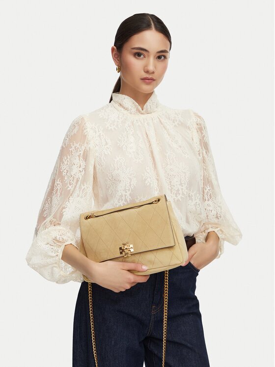 Tory Burch Дамска чанта Charlie Quilted Suede Shoulder Bag 183357