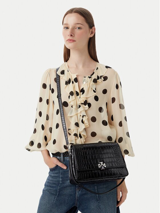 Tory Burch Дамска чанта Charlie Embossed Croc Shoulder Bag 183354