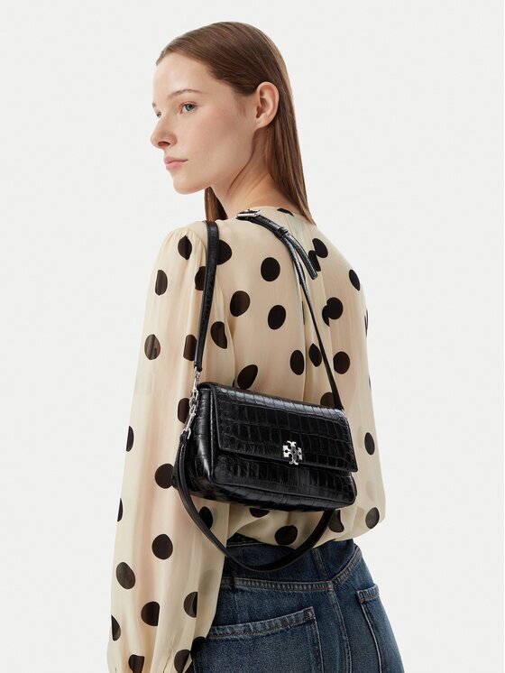 Tory Burch Дамска чанта Charlie Embossed Croc Small Shoulder Bag 183522
