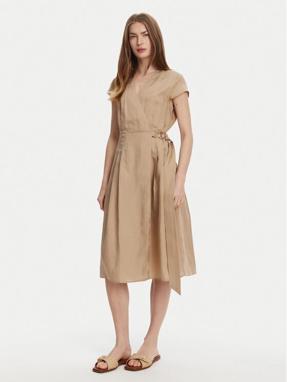 Twinset Лятна рокля 251TT2072 Екрю Loose Fit