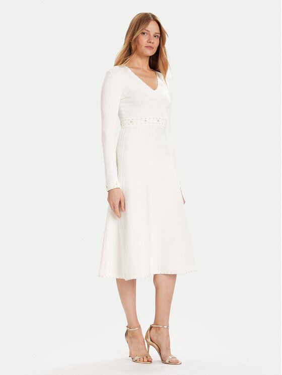 Twinset Плетена рокля 252TP3271 Екрю Regular Fit