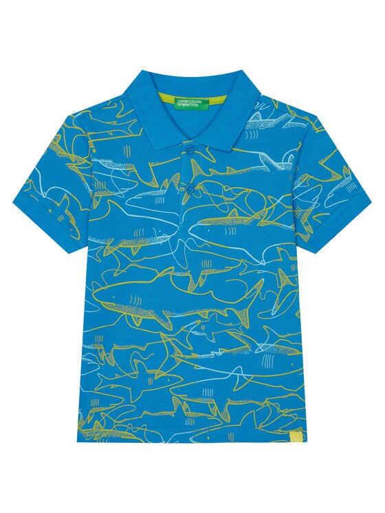 United Colors of Benetton Тениска с яка и копчета 36Y4G300Y Regular Fit