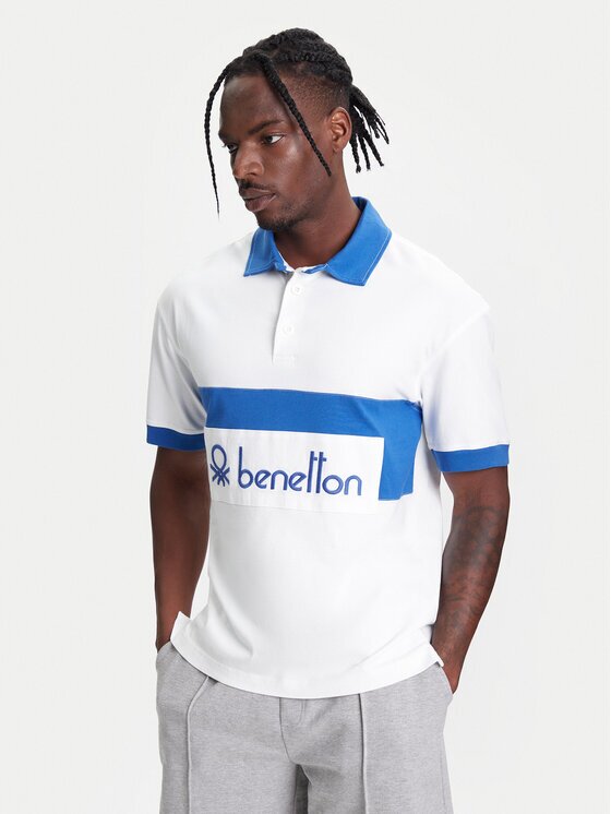 United Colors of Benetton Тениска с яка и копчета 3MCYU301U Regular Fit