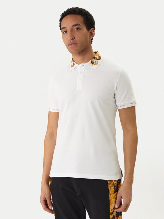 Versace Jeans Couture Тениска с яка и копчета 80GAGT12 CJ01T Slim Fit